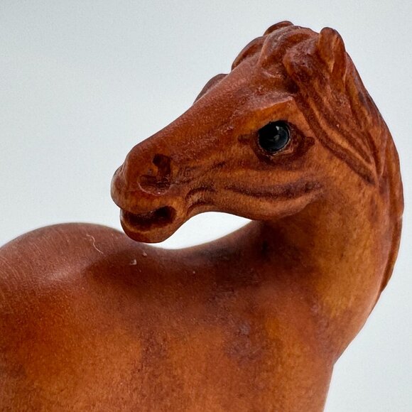 Ojime Bead Netsuke Horse Hand-Carved Boxwood Signed Figurine - Picture 6 of 9
